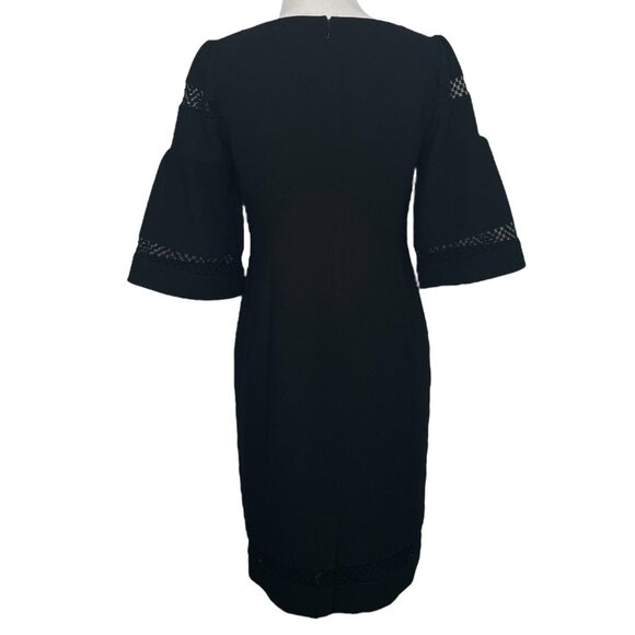 Talbots Womens Sheath Dress Size 4 Lined 3/4 Bell Sleeves Mesh Detail Zip Back - Picture 2 of 9